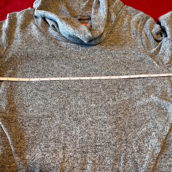 Loveappella Heather Grey cowl neck, asymmetrical sweater in large - Picture 6 of 10